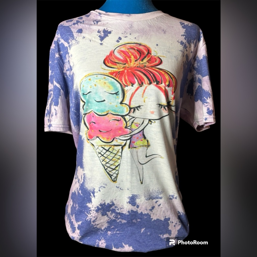 Hand bleached sublimation t shirt